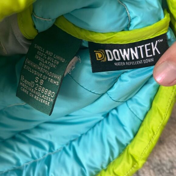LL Bean Kids Large (8) Winter Down Vest - Bright Green & Blue - Downtek Unisex - Picture 2 of 5